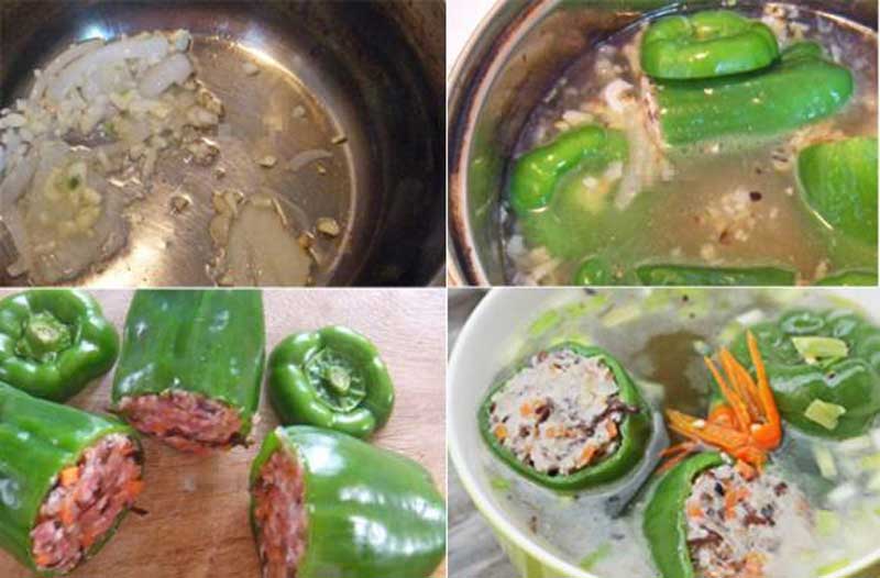 ớt chuông nấu canh nhồi thịt