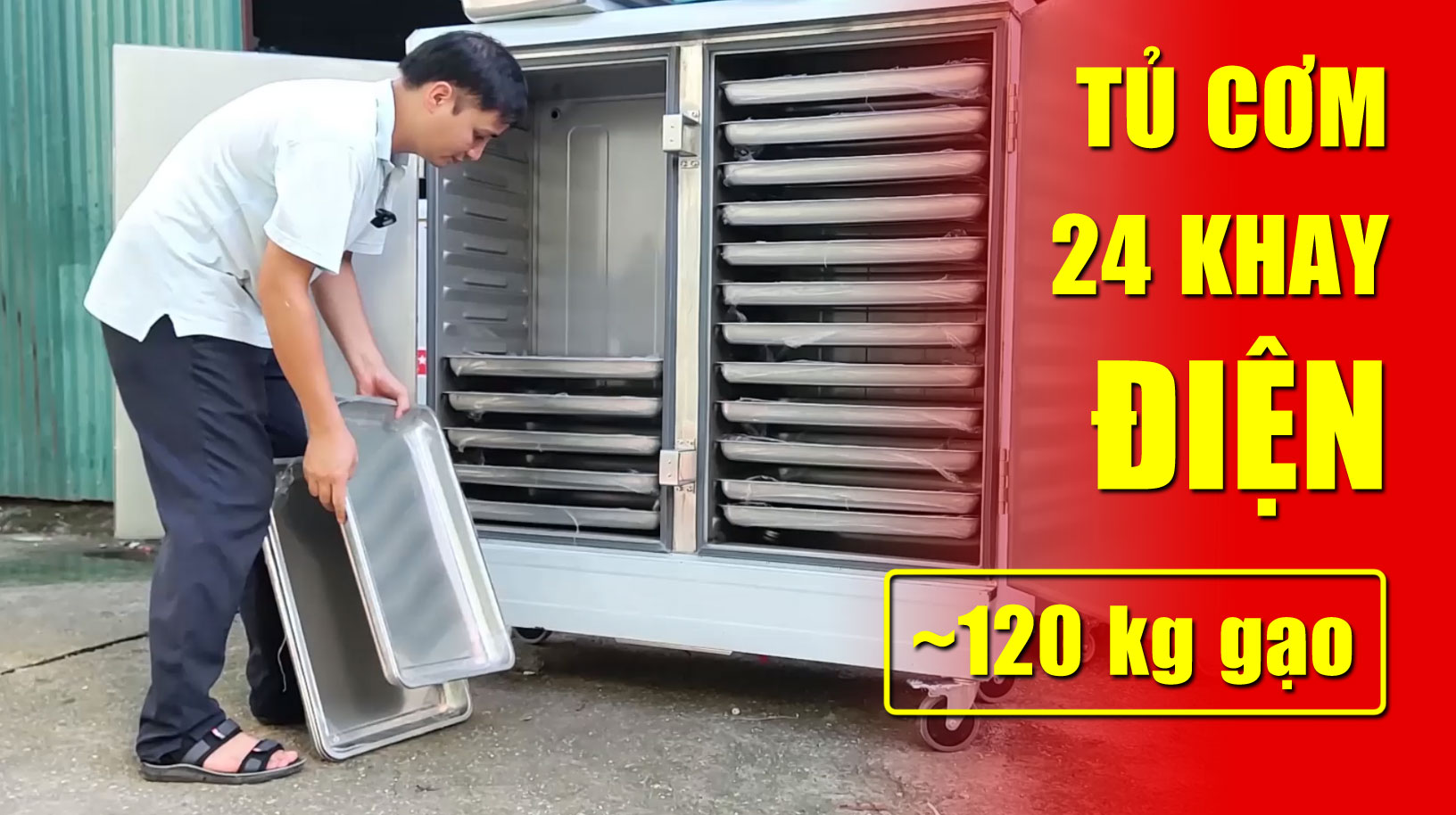 Video thực tế tủ cơm 24 khay nấu hấp công nghiệp điện 3 pha